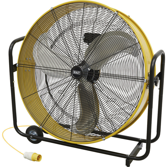 30" Industrial High Velocity Drum Fan - 2 Speed Settings - Wheeled Stand - 110V Loops