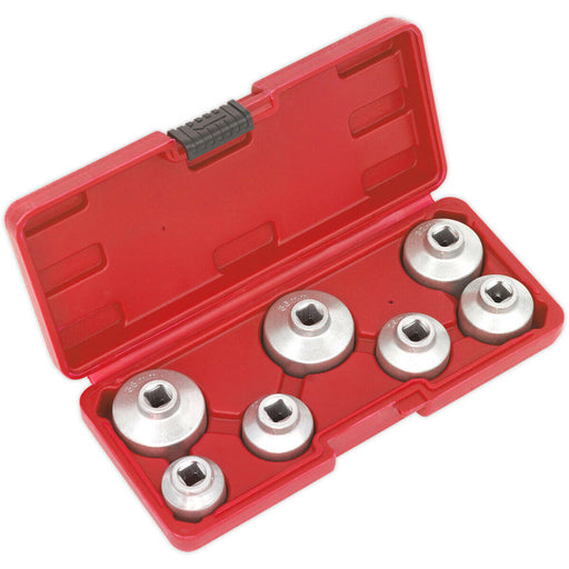 7 Piece Oil Filter Cap Wrench Set - 3/8" Sq Drive - Low Profile Design - Case Loops