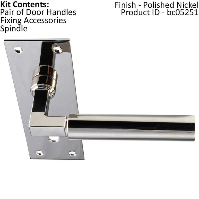 PAIR Round Bar Handle on Slim Lock Backplate 150 x 50mm Polished Nickel Loops