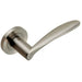 Door Handle & Latch Pack Satin Steel Smooth Arched Lever Screwless Round Rose Loops