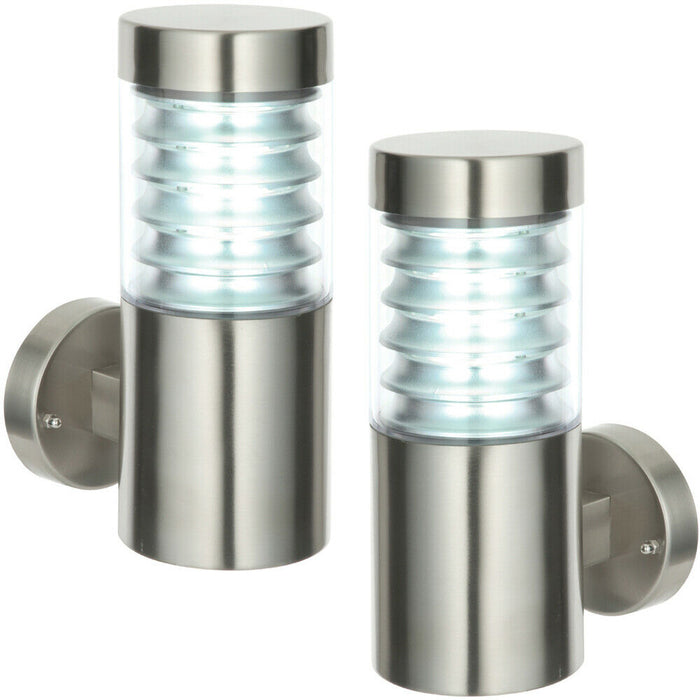 2 PACK IP44 Outdoor Wall Light Steel Spiralled Clear Shade Porch Outdoor Lamp Loops