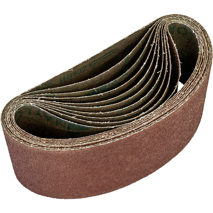 5 PACK - 100mm x 620mm Sanding Belts - 36 Grit Aluminium Oxide Cloth Backed Loops