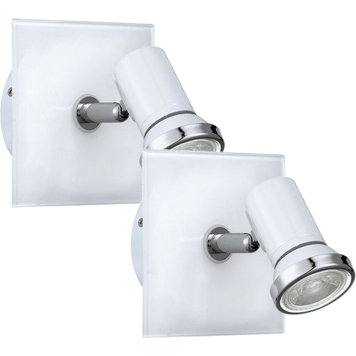 2 PACK Wall Light IP44 Bathroom Colour White Chrome Shade GU10 3.3W Included Loops
