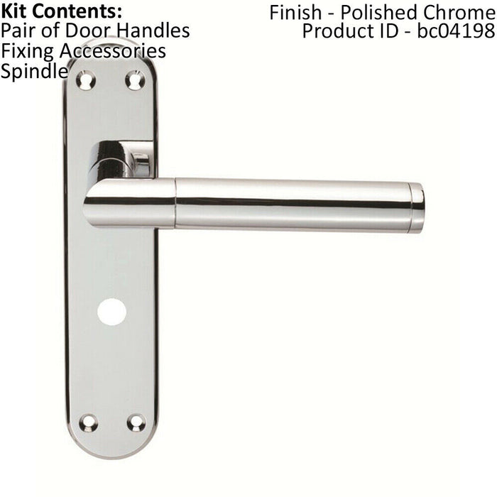Round Bar Lever on Bathroom Backplate Door Handle 180 x 40mm Polished Chrome Loops