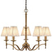 Avery Ceiling Pendant Chandelier Light 5 Lamp Antique Brass & Beige Pleat Shade Loops