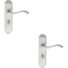 2x PAIR Curved Handle on Chamfered Bathroom Backplate 180 x 40mm Satin Chrome Loops