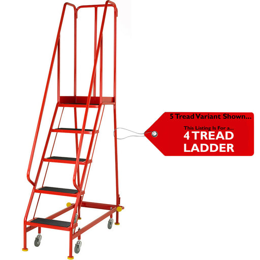 4 Tread x 0.5m Wide Narrow Aisle Warehouse Stairs 1.8m Non Slip Platform Steps Loops