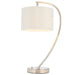 Modern Curved Table Lamp Nickel & White Shade Metal Arm Bedside Feature Light Loops