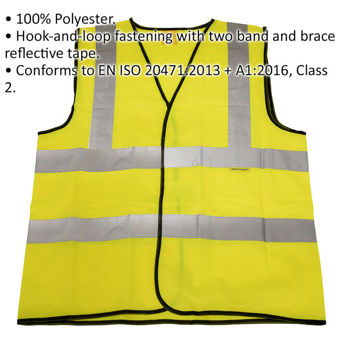 MEDIUM Yellow Hi Vis Waistcoat – Work Site Road Builder Contractor – Safety Wear Loops