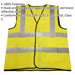 MEDIUM Yellow Hi Vis Waistcoat – Work Site Road Builder Contractor – Safety Wear Loops