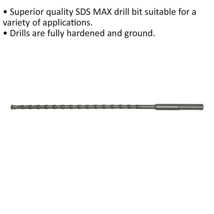 13 x 540mm SDS Max Drill Bit - Fully Hardened & Ground - Masonry Drilling Loops