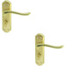 2x PAIR Curved Lever on Sculpted Bathroom Backplate 180 x 48mm Dual Brass Loops