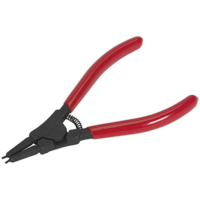 140mm Straight Nose External Circlip Pliers - Spring Loaded Jaws - Non-Slip Tips Loops