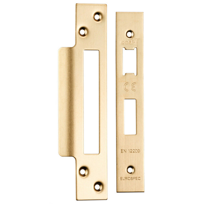 Square Forend Strike and Fixing Pack Suitable for Sashlocks Satin Brass Loops