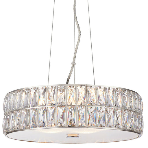LED Ceiling Pendant Light 25W Warm White CHROME & CRYSTAL Feature Lamp Shade Loops