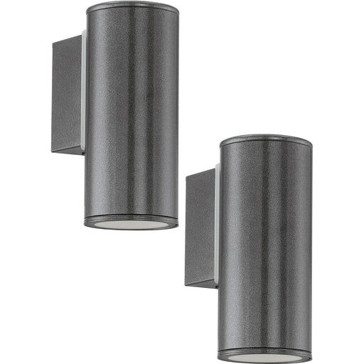2 PACK IP44 Outdoor Wall Light Anthracite Zinc Plated Steel 1x 3W GU10 Loops