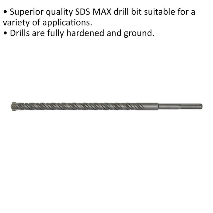 28 x 570mm SDS Max Drill Bit - Fully Hardened & Ground - Masonry Drilling Loops