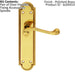 PAIR Reeded Scroll Lever on Shaped Latch Backplate 205 x 49mm Polished Brass Loops