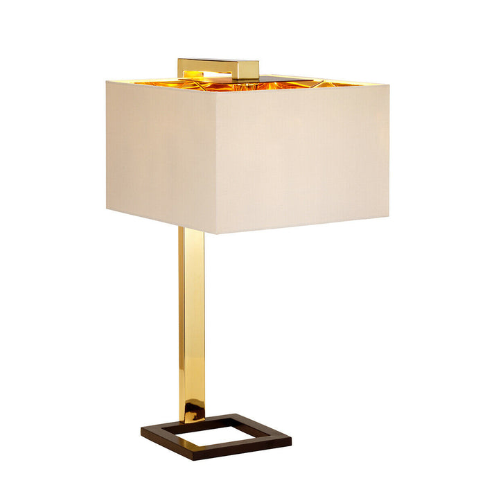 Table Lamp Beige Shade Dark Brown Polished Gold LED E27 60W Bulb Loops
