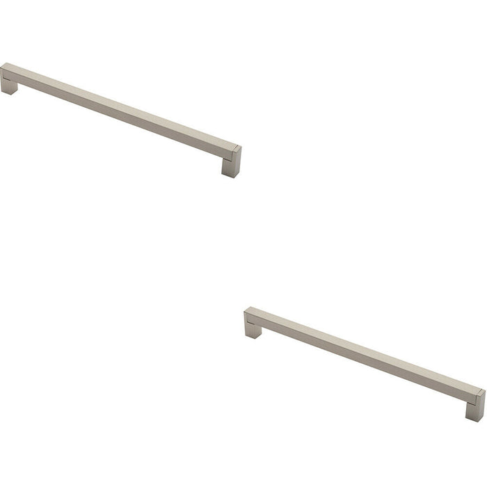 2x Square Section Bar Pull Handle 335 x 15mm 320mm Fixing Centres Satin Nickel Loops