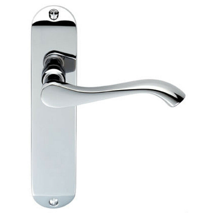 2x PAIR Curved Handle on Chamfered Latch Backplate 180 x 40mm Polished Chrome Loops