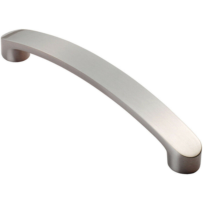 Flat Fronted Bow Pull Handle 140 x 12mm 128mm Fixing Centres Satin Nickel Loops