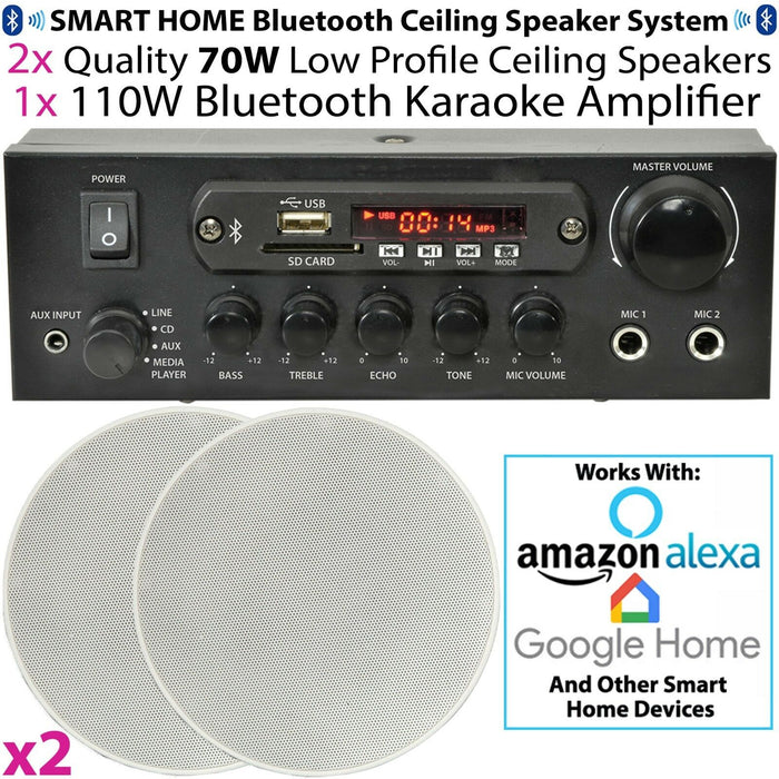 Home Restaurant 2x Ceiling Speaker Bluetooth Wireless Background Music Amp Kit