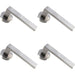 4x PAIR Straight Square Handle on Round Rose Concealed Fix Satin Nickel Loops