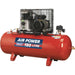 150 Litre Belt Drive Air Compressor - Cast Cylinders - 3hp Motor - Single Phase Loops