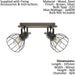 Twin Ceiling Spot Light & 2x Matching Wall Lights Black Industrial Wire Shade Loops