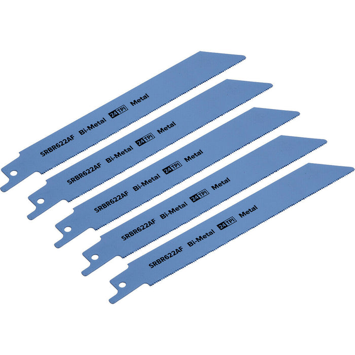 5 PACK 150mm Bi-Metal Reciprocating Saw Blade - 24 TPI - Milled Side Set Teeth Loops