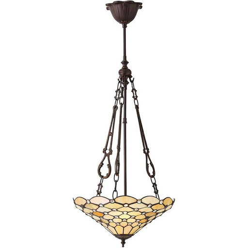 Tiffany Glass Hanging Ceiling Pendant Light Dark Bronze 3 Lamp Shade i00148 Loops