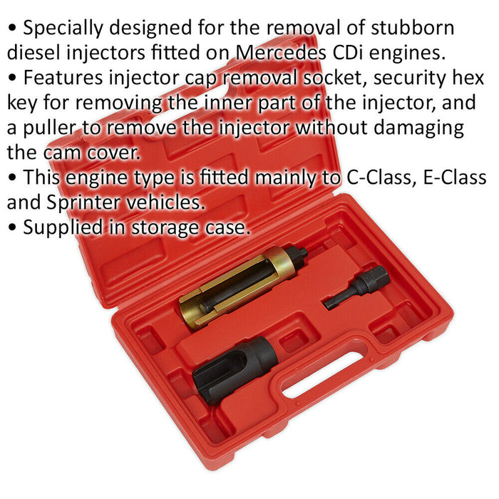 Diesel Injector Puller for Mercedes CDi Engines - 17 x 1mm Pitch - Injector Cap Loops