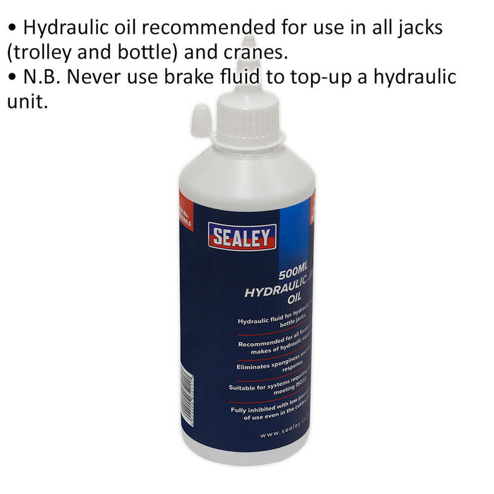 500ml Hydraulic Jack Oil - Ideal for Trolley & Bottle Jacks - Jack & Lifting Oil Loops