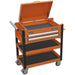 Heavy Duty Tool & Parts Trolley - 925 x 440 x 900mm - Lockable Top - Orange Loops