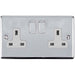 CHROME Bedroom Socket & Switch Set- 1x Light & 2x Double UK Power Sockets Loops