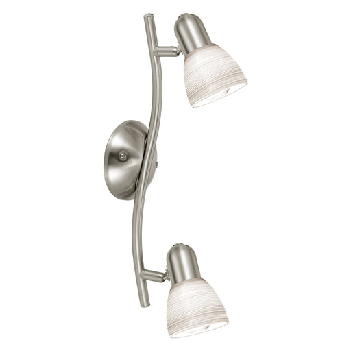 Wall Light Colour Satin Nickel Shade White Glass Wiping Technique Bulb E14 2x40W Loops