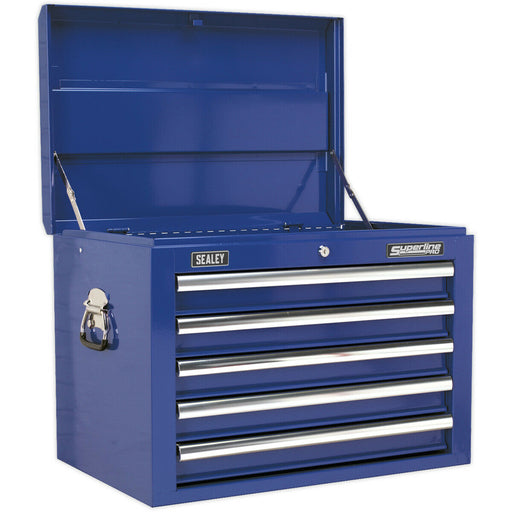 660 x 435 x 490mm BLUE 5 Drawer Topchest Tool Chest Storage Unit - High Gloss Loops