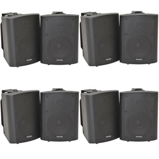 8x 120W Black Wall Mounted Stereo Speakers 6.5" 8Ohm Premium Home Audio Music