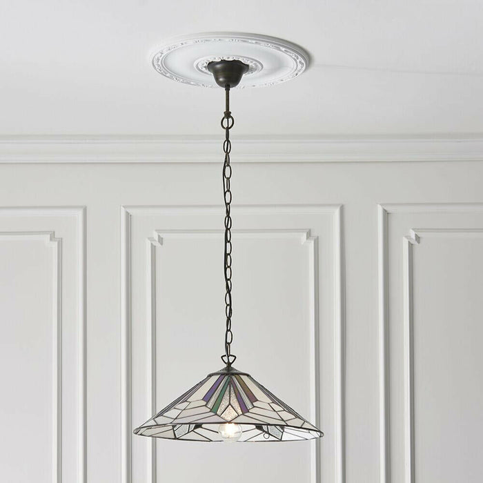 Tiffany Glass Hanging Ceiling Pendant Light Bronze Chain Deco Lamp Shade i00077 Loops