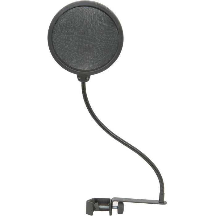 5" (125mm) Dual Microphone Pop Screen Flexible Gooseneck Studio Noise Filter Loops