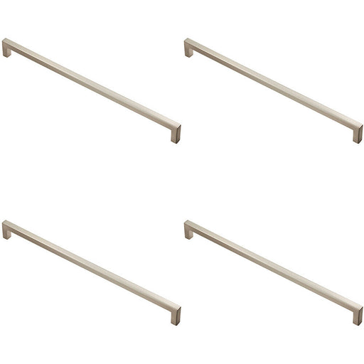 4x Square Block Handle Pull Handle 330 x 10mm 320mm Fixing Centres Satin Nickel Loops
