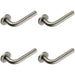4x PAIR Straight Round Bar Handle on Round Rose Concealed Fix Satin Steel Loops