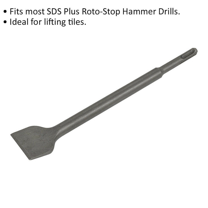 40 x 250mm Wide Cranked Impact Chisel - SDS Plus Shank - Demolition Hammer Loops