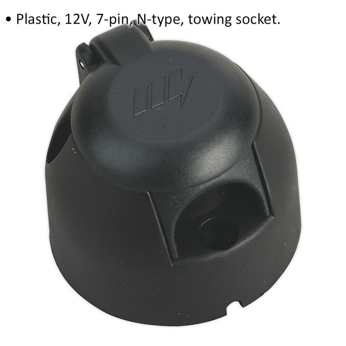 12V Plastic Towing Socket - N-Type - 7 Pin - Trailer Caravan Electric Lights Loops