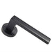 PAIR Straight Square Handle on Round Rose Concealed Fix Matt Black Finish Loops