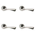 4x PAIR Angular Twisted Handle on Round Rose Concealed Fix Polished Chrome Loops