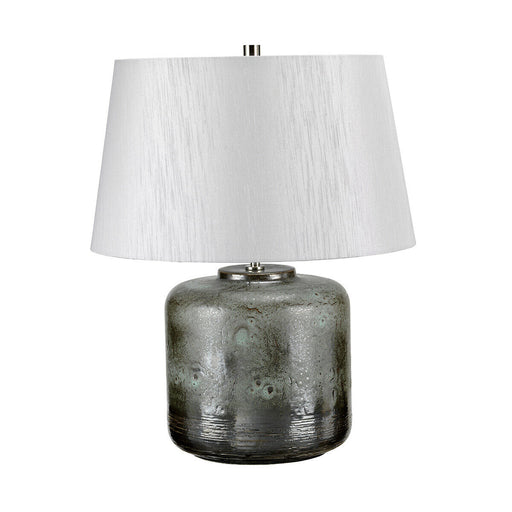 Table Lamp Aged Graphite Metallic Glaze Light Grey Faux Silk Shade LED E27 60W Loops