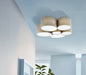 Flush Ceiling 6 Bulb Light Colour White Shades 6 x Taupe Fabric Bulb E27 6x40W Loops