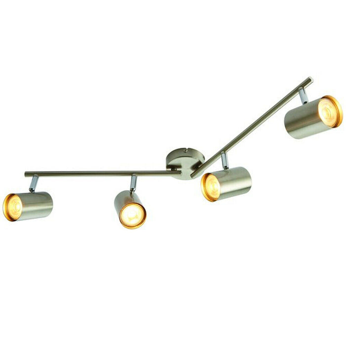 4 Way Adjustable Ceiling Spotlight Satin Chrome Quad GU10 Kitchen Bar Downlight Loops
